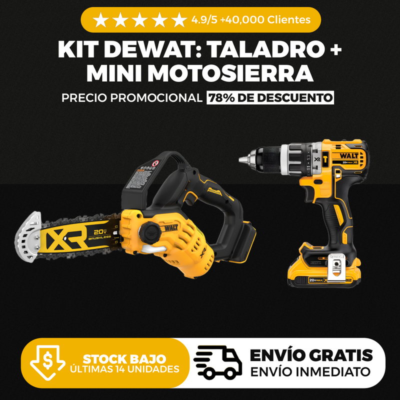 KIT DEWALT ORIGINAL: TALADRO INALÁMBRICO + MINI MOTOSIERRA - PROMOCION CIERRE DE LA TIENDA - ENVÍO GRATIS