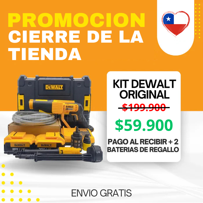 KIT ORIGINAL DEWALT: Hidrolavadora Portatil + ACCESORIOS  + 2 baterias de regallo 48V PROMOCION CIERRE DE TIENDA - ENVIO GRATIS