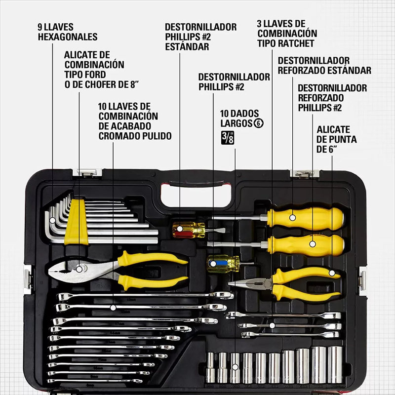 CAJA DE HERRAMIENTA STANLEY 150 PIEZAS 2.0 + 26 ACCESORIOS l PROMOCION CIERRE DE LA TIENDA - ENVÍO GRATIS