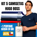 KIT 5 CAMISETAS HUGO BOSS + 1 PERFUME ACQUA DI GIO 100ML PROMOCION CIERRE DE LA TIENDA